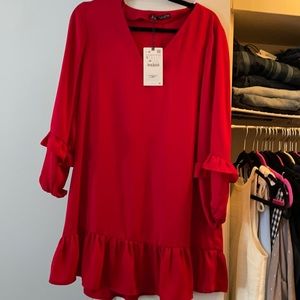 Zara Red Ruffle Dress